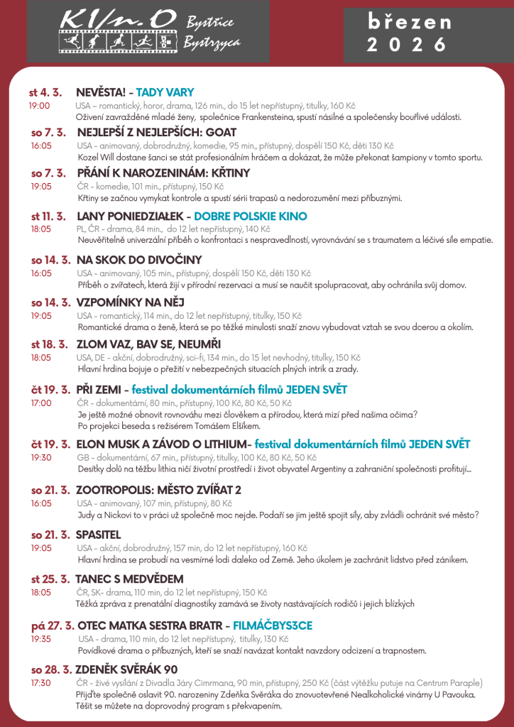 Program kina Bystřice